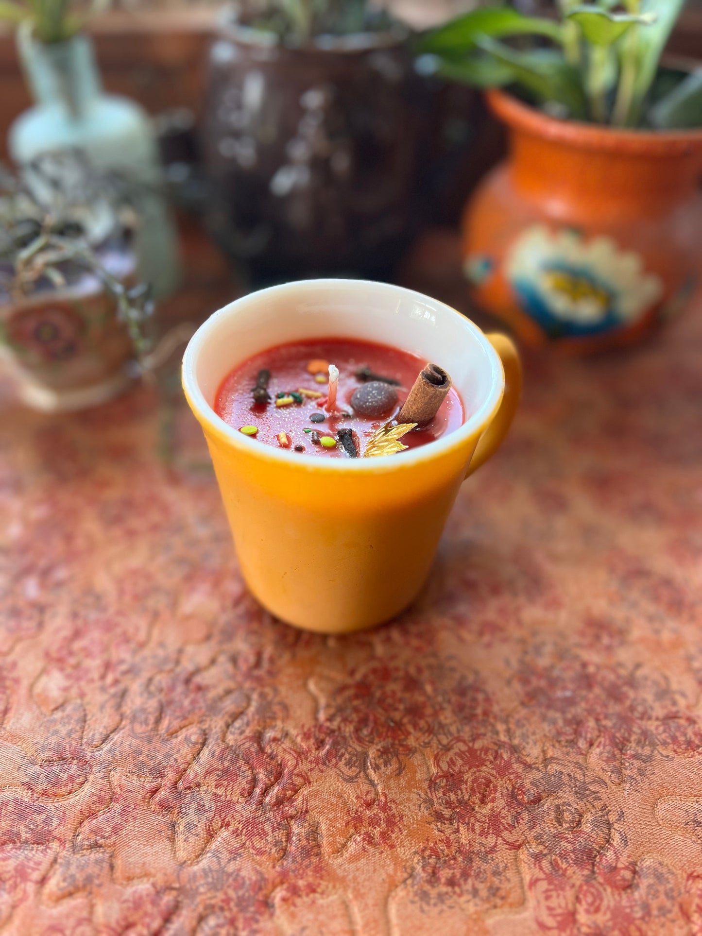 Orange Pomander Spice in Vintage Orange Milk Glass